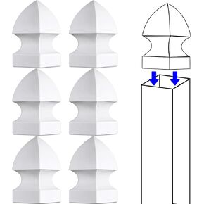 Lothee 6 Pcs Vinyl Post Cap Gothic Post Caps Decking Caps PVC Fence Parts for Decks Fence Mailbox (4'' X 4'') in Kuwait