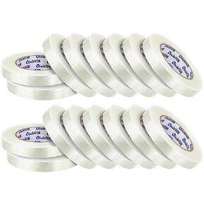 16 Rolls Strapping Tape 1 Inch X 60 Yards 5.5 Mil Fiberglass Filament Packing Tape Transparent Reinforced Heavy Duty Mono Filament Packing Strips for Shipping Sealing Binding Fixing in Saudi Arabia