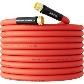 SPECILITE 5/8" Hot/Cold Rubber Garden Water Hose 50 ft, -50℉-190℉, 200psi Working, 600psi Burst, Flexible & Lightweight With 3/4" Brass Fittings for Yard, Outdoor, Farm, Agriculture, Construction, Red in Kuwait