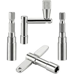 Drum Key Set, Professional Drum Tuning Kit with Drill Bit Adapter, Continuous Motion Speed Key & 2 Standard Keys - Universal Fit for All Standard Tension Rods - Chrome in Kuwait