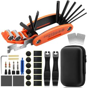 طقم إصلاح الدراجة - أدوات متعددة للدراجة 16 في 1، أدوات دراجة محمولة مع طقم تصحيح الإطارات لدراجات الطرق الجبلية والسفر والتخييم (الولايات المتحدة) in Kuwait