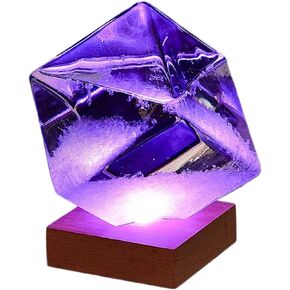 1pc Cube Storm Glass Weather Forecaster Storm Glass Weather Predictor Globe with Cube Design for Home Office Desktop Dec (with Light Base) Predictor Forecaster in Saudi Arabia