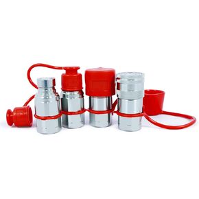 1/2'' NPT Skid Steer Hydraulic Couplers, Flat Face Hydraulic Quick Connect Couplers ISO16028, 5076 PSI & 23 GPM, with Secure Locking Sleeve & 2PCS Dust Covers, Carbon Steel Construction in Kuwait