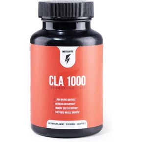 InnoSupps CLA 1000 مجم - مكملات CLA مع زيت القرطم - يدعم عملية التمثيل الغذائي، وتعافي العضلات الهزيلة ونموها، والقدرة على التحمل، وصحة المناعة (30 كبسولة) in Kuwait