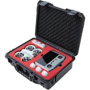 حافظة صلبة للسفر لـ DJI Neo Fly More Combo | يحمل ما يصل إلى 7 بطاريات، يناسب الطائرة بدون طيار، وحدة التحكم عن بعد DJI RC 2 / RC-N3 / N2، محور الشحن والملحقات | IP67 مقاوم للماء والصدمات والغبار in Kuwait