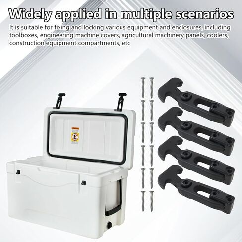 Heavy Duty T-Handle Latches 4-Pack, 4.33" x 1.85" Black Rubber Draw Latches for Coolers, Equipment Enclosures and Marine Applications in Kuwait