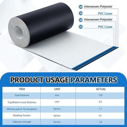 Lounsweer 12 Inch Wide Black Conveyor Belt Material PVC 120 Cover One Side Conveyor Belt Extra Long Fiber Fabric Bottom Layer Industrial Drive Polyester Repair Conveying Belts, 25 Foot Length in Saudi Arabia