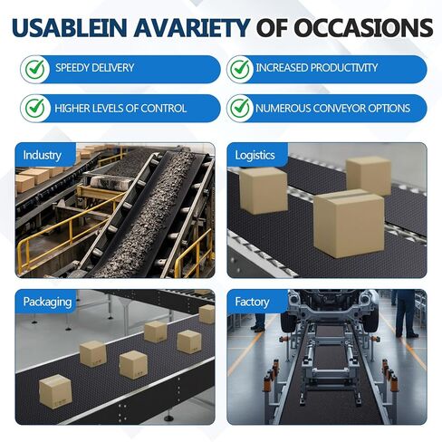Lounsweer 12 Inch Wide Black Conveyor Belt Material PVC 120 Cover One Side Conveyor Belt Extra Long Fiber Fabric Bottom Layer Industrial Drive Polyester Repair Conveying Belts, 25 Foot Length in Saudi Arabia