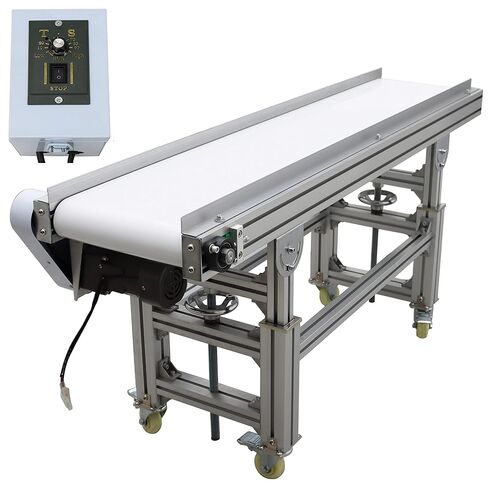 TECHTONGDA Flat Belt Conveyor Systems for Industrial Transport Aluminum Frame Conveyor Length 59inch Belt Width 11.8inch PVC Belt in Kuwait