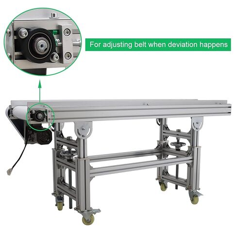 TECHTONGDA Flat Belt Conveyor Systems for Industrial Transport Aluminum Frame Conveyor Length 59inch Belt Width 11.8inch PVC Belt in Kuwait