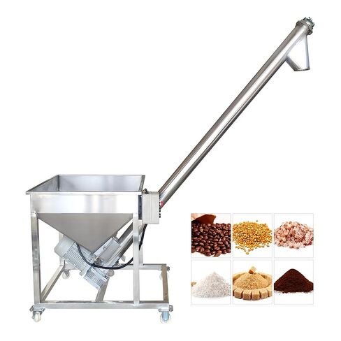 TECHTONGDA Stainless Steel Screw Conveyor Screw Powder Auger Feeding Machine with Vibrating Hopper 4.5" Inclined Conveyor Auger Feeder 110V 1100W in Kuwait