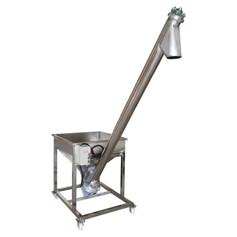 TECHTONGDA Stainless Steel Screw Conveyor Screw Powder Auger Feeding Machine with Vibrating Hopper 4.5" Inclined Conveyor Auger Feeder 110V 1100W in Kuwait