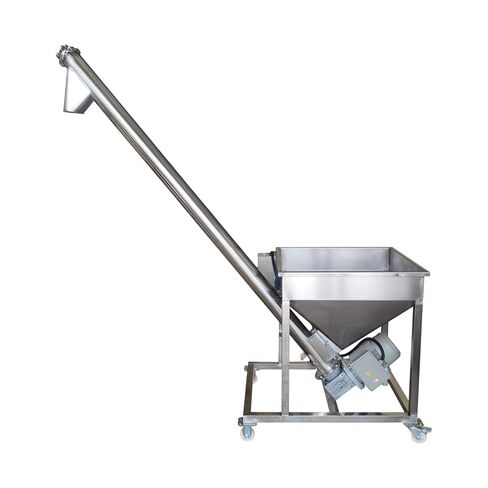 TECHTONGDA Stainless Steel Screw Conveyor Screw Powder Auger Feeding Machine with Vibrating Hopper 4.5" Inclined Conveyor Auger Feeder 110V 1100W in Kuwait