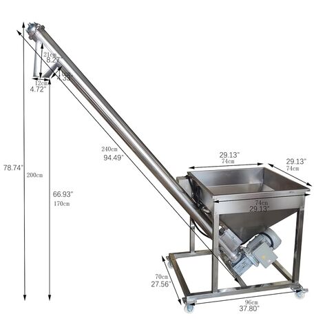 TECHTONGDA Stainless Steel Screw Conveyor Screw Powder Auger Feeding Machine with Vibrating Hopper 4.5" Inclined Conveyor Auger Feeder 110V 1100W in Kuwait
