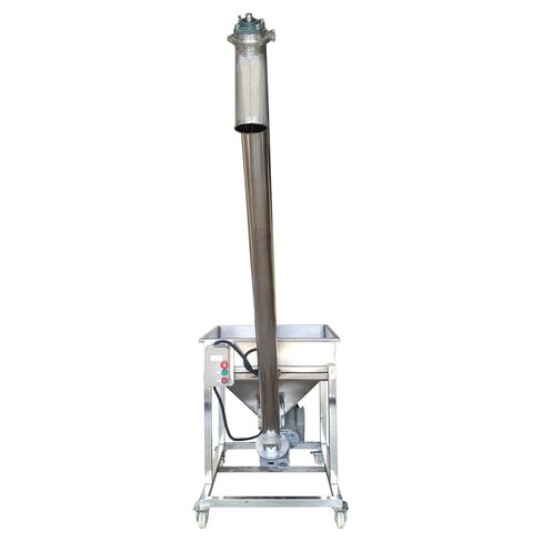 TECHTONGDA Stainless Steel Screw Conveyor Screw Powder Auger Feeding Machine with Vibrating Hopper 4.5" Inclined Conveyor Auger Feeder 110V 1100W in Kuwait