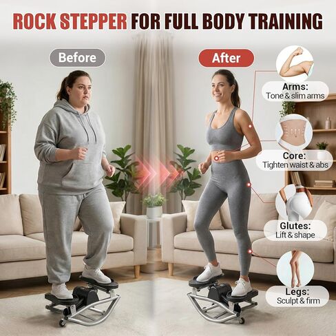 Rock Stepper for Exercise at Home, Rocking Stepper Side to Side with Resistance Bands & Digital Display, 300 LBS Capacity Full Body Workout Low-Impact Knee-Friendly Anti-Slip Side Stepper in Saudi Arabia