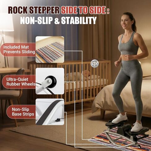 Rock Stepper for Exercise at Home, Rocking Stepper Side to Side with Resistance Bands & Digital Display, 300 LBS Capacity Full Body Workout Low-Impact Knee-Friendly Anti-Slip Side Stepper in Saudi Arabia