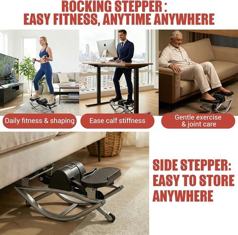 Rock Stepper for Exercise at Home, Rocking Stepper Side to Side with Resistance Bands & Digital Display, 300 LBS Capacity Full Body Workout Low-Impact Knee-Friendly Anti-Slip Side Stepper in Saudi Arabia