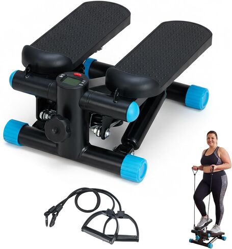 جهاز ستاير ستيبر مع أشرطة مقاومة للتمارين المنزلية، جهاز ستيبر صغير للياقة البدنية في الأماكن المغلقة، جهاز ستيبر محمول في صالة الألعاب الرياضية المنزلية لتمرين الجسم بالكامل، سعة 300 رطل in Kuwait