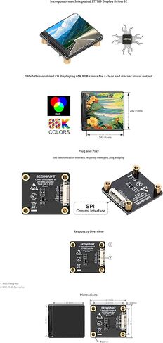 قبعة LCD مقاس 1.3 بوصة مع وحدة تحكم ST7789، وحدة عرض واجهة SPI بدقة 240 × 240 لـ Raspberry Pi/Arduino، ورموز Python/C التجريبية، ودعم النص والصورة in Saudi Arabia