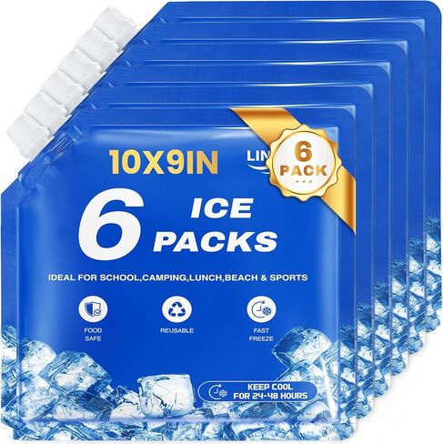 عبوات ثلج قابلة لإعادة الاستخدام لصناديق الغداء ، وحزم الفريزر الباردة الطويلة للمبردات ، وحزم باردة للتخييم ، والشاطئ والصيد ، و 10 × 9x1 بوصات in Kuwait