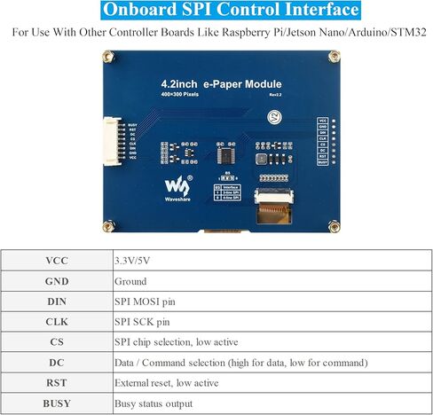 شاشة حبر إلكتروني لوحدة الورق الإلكتروني مقاس 4.2 بوصة متوافقة مع Raspberry Pi 5/4B/3B+/Zero/Zero W/Zero 2W/Pico/Pico W/Pico 2/Pico 2W، 400x300 بكسل، واجهة SPI باللون الأسود/الأبيض، تدعم التحديث الجزئي in Saudi Arabia