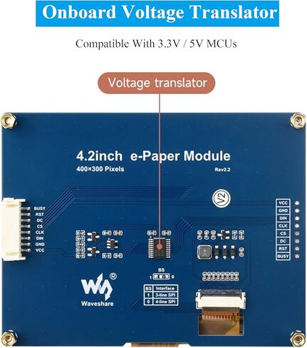 شاشة حبر إلكتروني لوحدة الورق الإلكتروني مقاس 4.2 بوصة متوافقة مع Raspberry Pi 5/4B/3B+/Zero/Zero W/Zero 2W/Pico/Pico W/Pico 2/Pico 2W، 400x300 بكسل، واجهة SPI باللون الأسود/الأبيض، تدعم التحديث الجزئي in Saudi Arabia