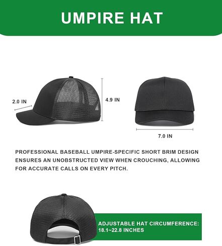 قبعة Pro Umpire للجنسين فليكس فيت 4 غرز البيسبول الرسمية البيسبول الأسود قبعة الحكم مجموعة الحكام in Kuwait