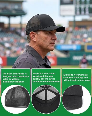 قبعة Pro Umpire للجنسين فليكس فيت 4 غرز البيسبول الرسمية البيسبول الأسود قبعة الحكم مجموعة الحكام in Kuwait