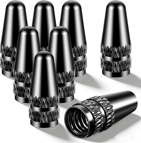 Abeillo Black Presta Valve Cap, 8 Pack Aluminum Anodized Bike Valve Stem Caps Bicycle Tire Air Dust Stem Covers - Used On Presta/French Valves Bike Tire Caps for MTB Road Racing Bicycle(Rocket Style) in Saudi Arabia