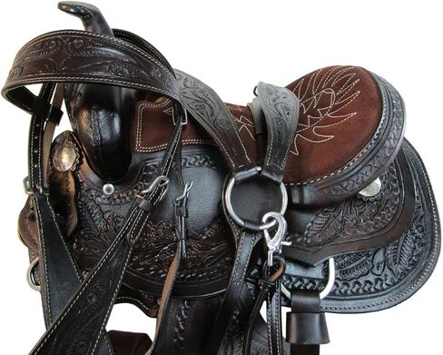 Youth Western Saddle Kids Trail Pleasure Horse Barrel Racing Tooled Leather Tack Set 10 12 13 in Kuwait