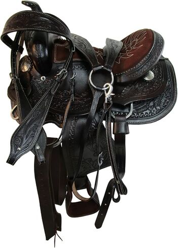 Youth Western Saddle Kids Trail Pleasure Horse Barrel Racing Tooled Leather Tack Set 10 12 13 in Kuwait
