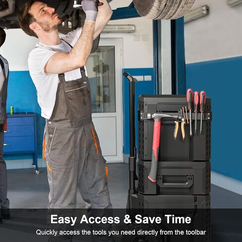 Magnetic Bar Mount Fits for ToughBuilt StackTech Rolling Tool Box, Heavy-Duty Magnetic Tool Holder Strip Mounts to Side of Toolbox, No-Drill Installation Keeps Tools Accessible in Kuwait