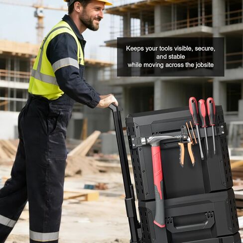 Magnetic Bar Mount Fits for ToughBuilt StackTech Rolling Tool Box, Heavy-Duty Magnetic Tool Holder Strip Mounts to Side of Toolbox, No-Drill Installation Keeps Tools Accessible in Kuwait