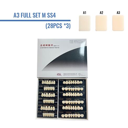 168Pcs Dental Acrylic Resin Denture Tooth Kit False Tooth for Halloween Horror Prop 23 A3 SS4 M(28 Pcs/3Set/2Box) in Saudi Arabia