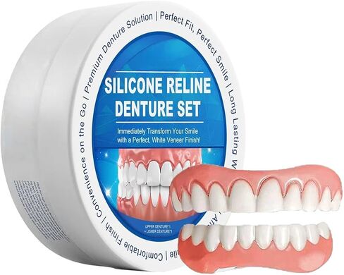 طقم أسنان ريلاين من السيليكون، أطقم أسنان علوية وسفلية، ملاءمة مثالية، لمسة نهائية من القشرة البيضاء، حل أسنان ممتاز in Kuwait