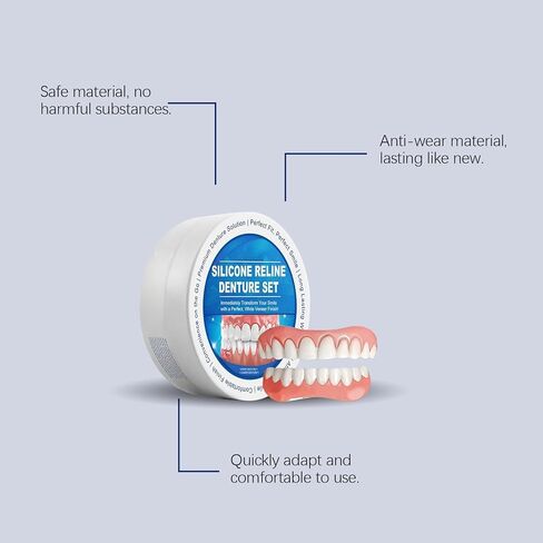 طقم أسنان ريلاين من السيليكون، أطقم أسنان علوية وسفلية، ملاءمة مثالية، لمسة نهائية من القشرة البيضاء، حل أسنان ممتاز in Kuwait