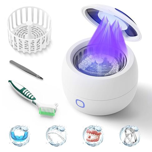 2025 Ultrasonic Retainer Cleaner Machine – 45kHz Denture Cleaner for Night & Mouth Guards – 24W Ultrasonic Cleaner, 4 Modes, 200ML Retainer Cleaner for Night Guards, Braces, Aligner, Jewelry and More in Saudi Arabia
