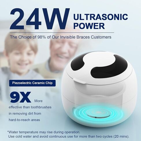 2025 Ultrasonic Retainer Cleaner Machine – 45kHz Denture Cleaner for Night & Mouth Guards – 24W Ultrasonic Cleaner, 4 Modes, 200ML Retainer Cleaner for Night Guards, Braces, Aligner, Jewelry and More in Saudi Arabia