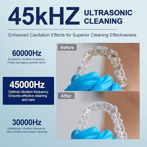 2025 Ultrasonic Retainer Cleaner Machine – 45kHz Denture Cleaner for Night & Mouth Guards – 24W Ultrasonic Cleaner, 4 Modes, 200ML Retainer Cleaner for Night Guards, Braces, Aligner, Jewelry and More in Saudi Arabia
