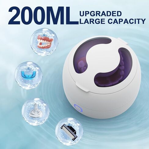 2025 Ultrasonic Retainer Cleaner Machine – 45kHz Denture Cleaner for Night & Mouth Guards – 24W Ultrasonic Cleaner, 4 Modes, 200ML Retainer Cleaner for Night Guards, Braces, Aligner, Jewelry and More in Saudi Arabia