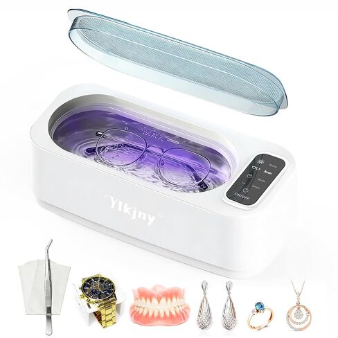 Ultrasonic Jewelry Cleaner, 55KHz 400ml Ultrasonic Cleaner with 4 Cleaning Modes & LED Light, Ideal for Jewelry Cleaner, Eyeglasses, Rings, Retainers, Silverware, Watches and Small Valuables in Kuwait