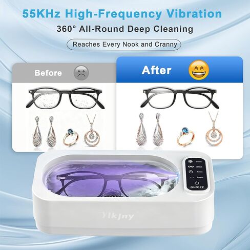 Ultrasonic Jewelry Cleaner, 55KHz 400ml Ultrasonic Cleaner with 4 Cleaning Modes & LED Light, Ideal for Jewelry Cleaner, Eyeglasses, Rings, Retainers, Silverware, Watches and Small Valuables in Kuwait
