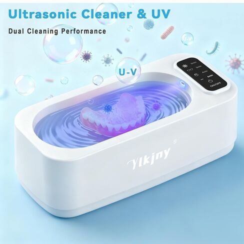 Ultrasonic Jewelry Cleaner, 55KHz 400ml Ultrasonic Cleaner with 4 Cleaning Modes & LED Light, Ideal for Jewelry Cleaner, Eyeglasses, Rings, Retainers, Silverware, Watches and Small Valuables in Kuwait