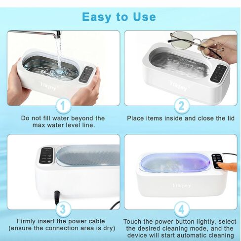 Ultrasonic Jewelry Cleaner, 55KHz 400ml Ultrasonic Cleaner with 4 Cleaning Modes & LED Light, Ideal for Jewelry Cleaner, Eyeglasses, Rings, Retainers, Silverware, Watches and Small Valuables in Kuwait