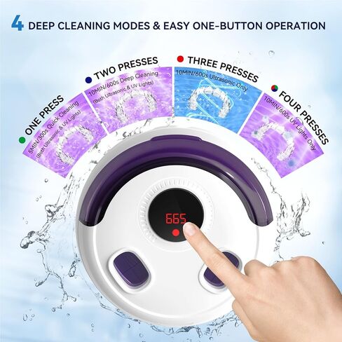 Ultrasonic Retainer Cleaner Machine - 45kHz dental pod ultrasonic cleaner for retainers, Denture, Mouth Guard, Aligner, Braces - Denture cleaner machine with 4 Modes & Digital Timer in Kuwait