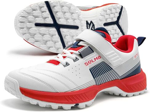 SOLM8 S70 Cricket Shoes with Gel Insole - Designed for Bowlers with Secure Vel-cro Strap & Well Padded Upper and Advance Rubber Cleats in Kuwait