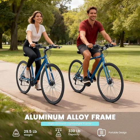 دراجة NAIZEA 700C الهجينة للبالغين، دراجة بإطار من الألومنيوم، دراجة طريق كلاسيكية بـ 8 سرعات للرجال والنساء، ركوب الدراجات في المدينة، ألوان متعددة in Kuwait