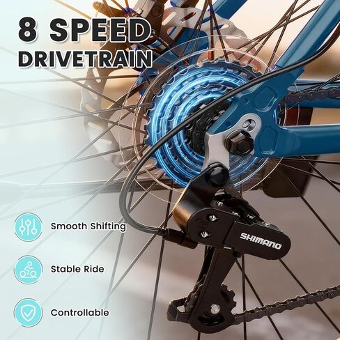 دراجة NAIZEA 700C الهجينة للبالغين، دراجة بإطار من الألومنيوم، دراجة طريق كلاسيكية بـ 8 سرعات للرجال والنساء، ركوب الدراجات في المدينة، ألوان متعددة in Kuwait