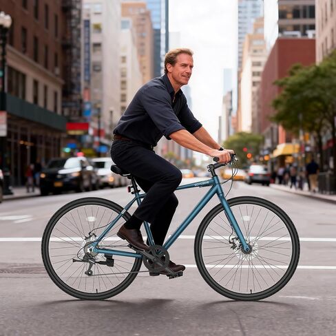 دراجة NAIZEA 700C الهجينة للبالغين، دراجة بإطار من الألومنيوم، دراجة طريق كلاسيكية بـ 8 سرعات للرجال والنساء، ركوب الدراجات في المدينة، ألوان متعددة in Kuwait